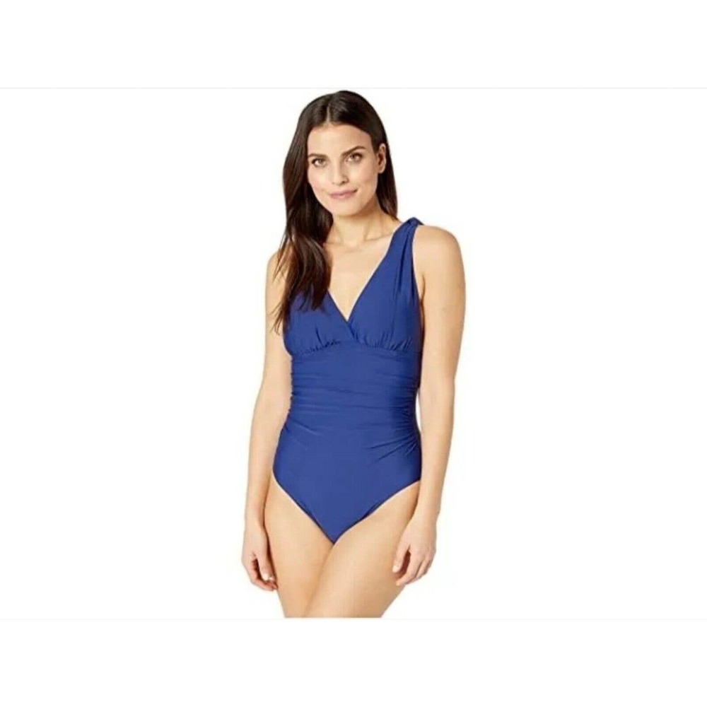 Athena Women's 189621 Solid Surplice One-Piece Swimsuit Size 8